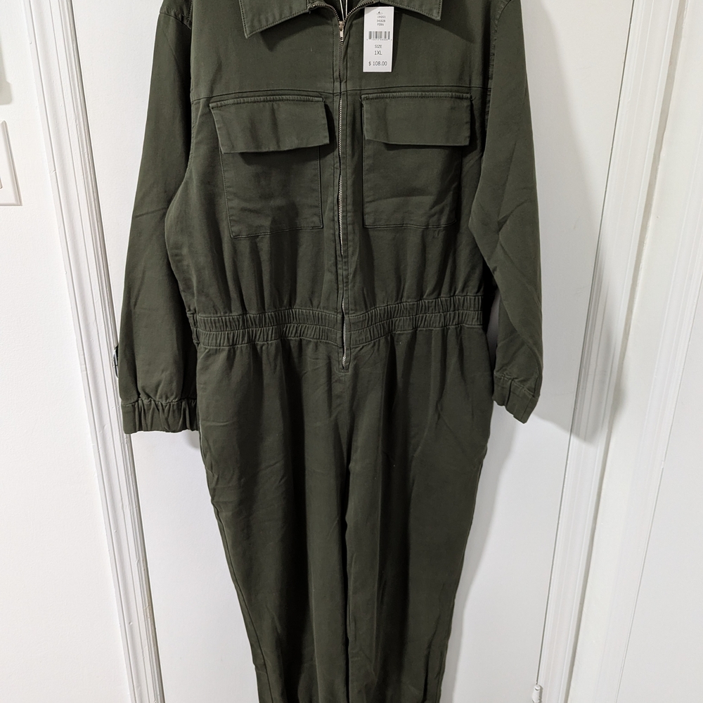 Warp + Weft Olive Utility Jumpsuit